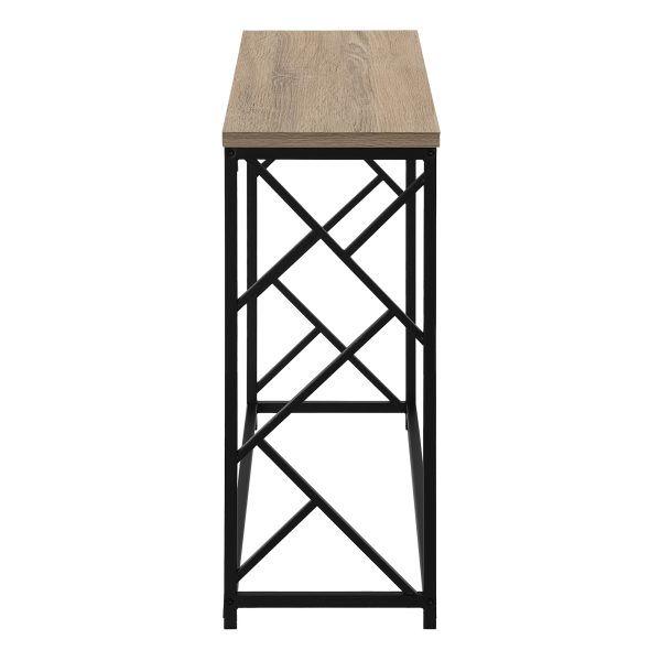 ACCENT TABLE - 44"L / TAUPE / BLACK METAL HALL CONSOLE