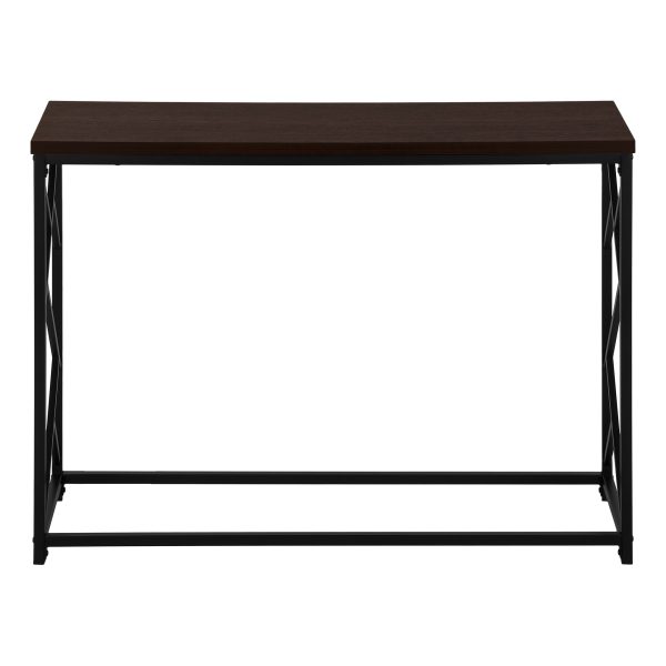 ACCENT TABLE - 44"L / ESPRESSO / BLACK METAL HALL CONSOLE
