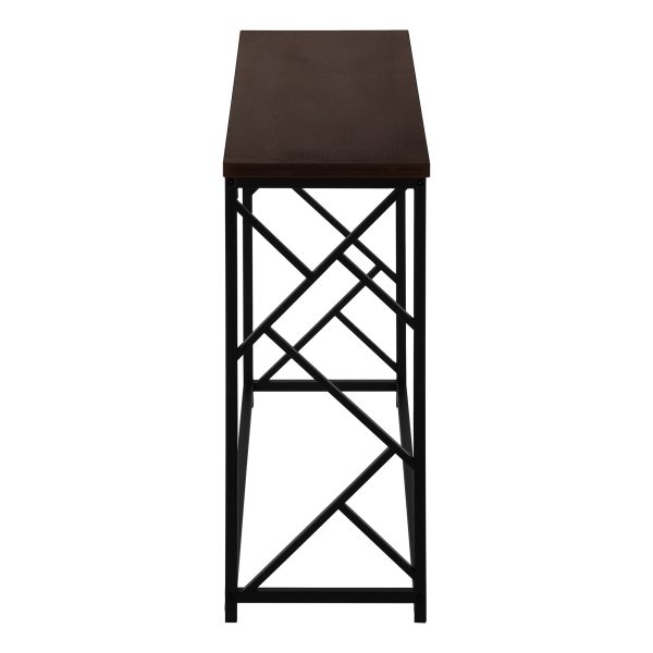 ACCENT TABLE - 44"L / ESPRESSO / BLACK METAL HALL CONSOLE