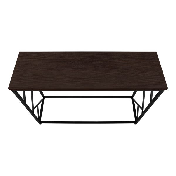 ACCENT TABLE - 44"L / ESPRESSO / BLACK METAL HALL CONSOLE