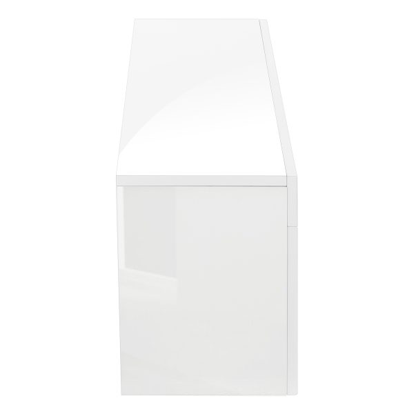 TV STAND - 63"L / HIGH GLOSSY WHITE WITH TEMPERED GLASS