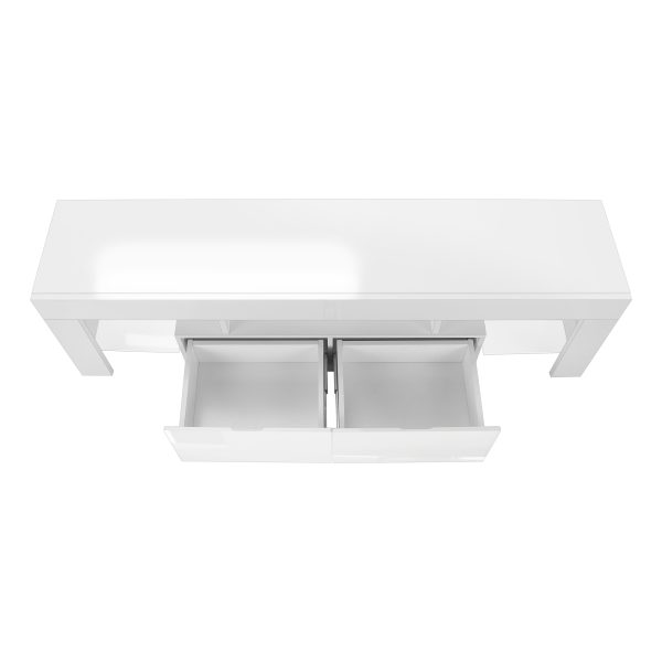 TV STAND - 63"L / HIGH GLOSSY WHITE WITH TEMPERED GLASS