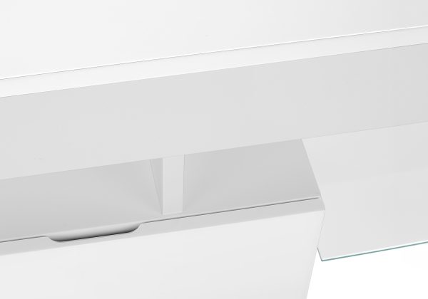 TV STAND - 63"L / HIGH GLOSSY WHITE WITH TEMPERED GLASS