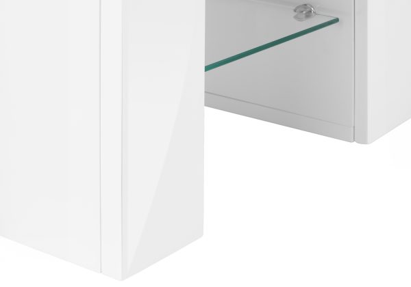 TV STAND - 63"L / HIGH GLOSSY WHITE WITH TEMPERED GLASS