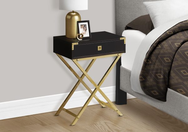 ACCENT TABLE - 24"H / ESPRESSO / GOLD METAL
