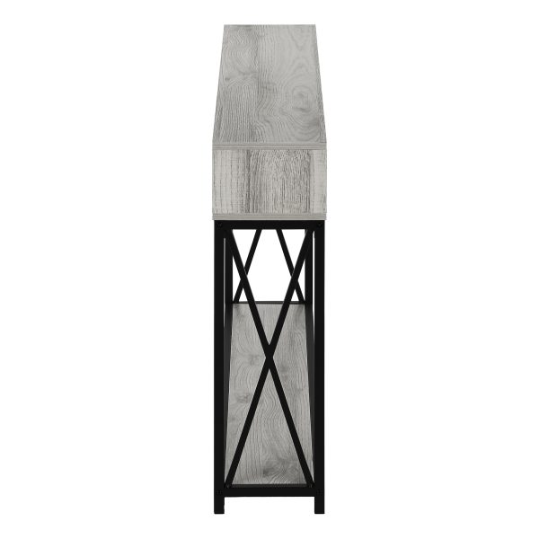 ACCENT TABLE - 48"L / GREY / BLACK METAL HALL CONSOLE