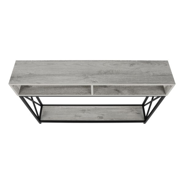 ACCENT TABLE - 48"L / GREY / BLACK METAL HALL CONSOLE