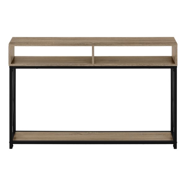ACCENT TABLE - 48"L / TAUPE / BLACK METAL HALL CONSOLE