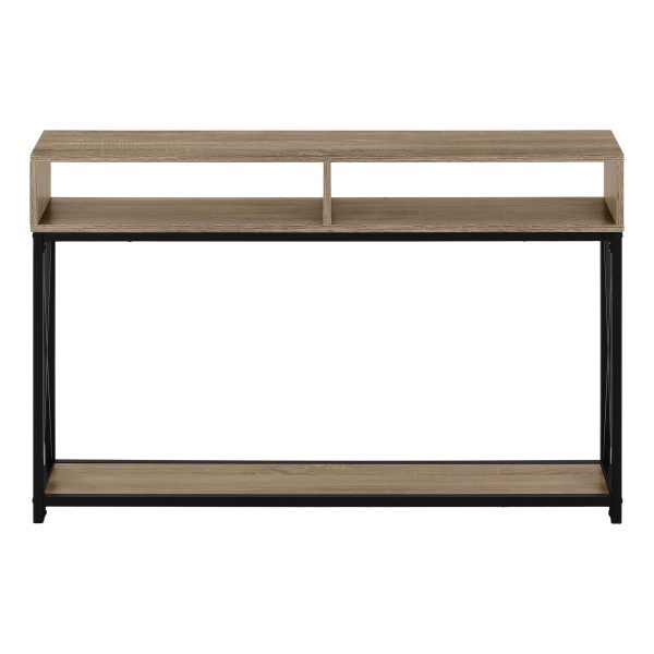 ACCENT TABLE - 48"L / TAUPE / BLACK METAL HALL CONSOLE