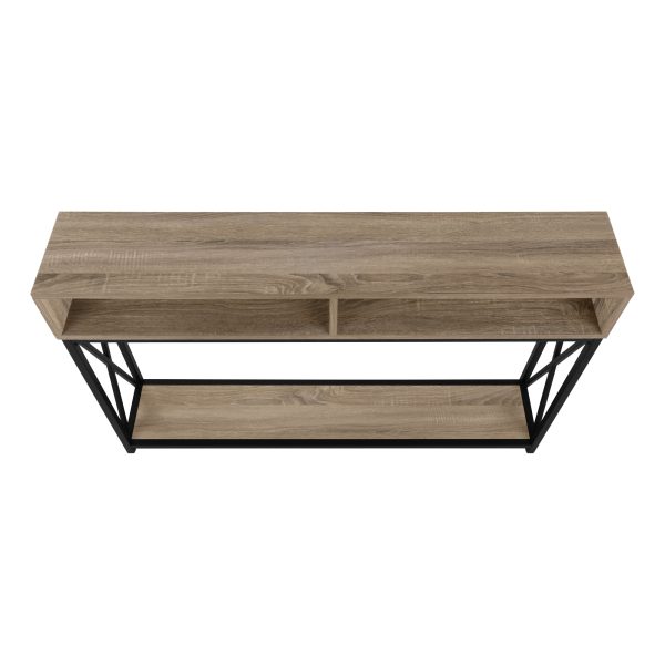 ACCENT TABLE - 48"L / TAUPE / BLACK METAL HALL CONSOLE