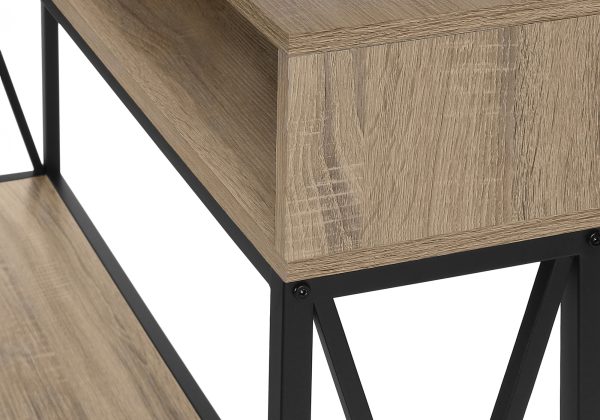 ACCENT TABLE - 48"L / TAUPE / BLACK METAL HALL CONSOLE