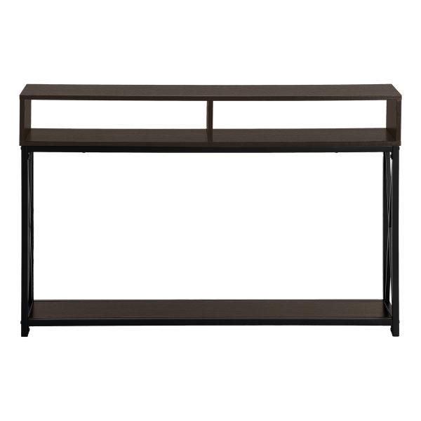 ACCENT TABLE - 48"L / ESPRESSO / BLACK METAL HALL CONSOLE