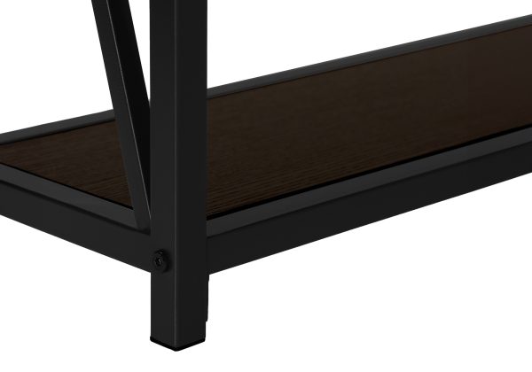 ACCENT TABLE - 48"L / ESPRESSO / BLACK METAL HALL CONSOLE