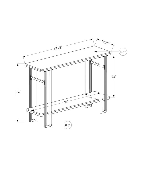 ACCENT TABLE - 48"L / GREY / BLACK METAL HALL CONSOLE