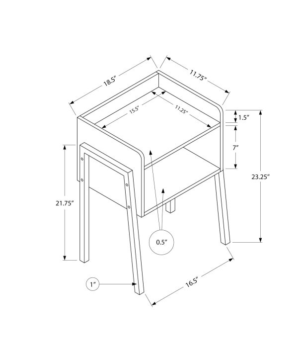 ACCENT TABLE - 23"H / GREY STONE-LOOK / BLACK METAL