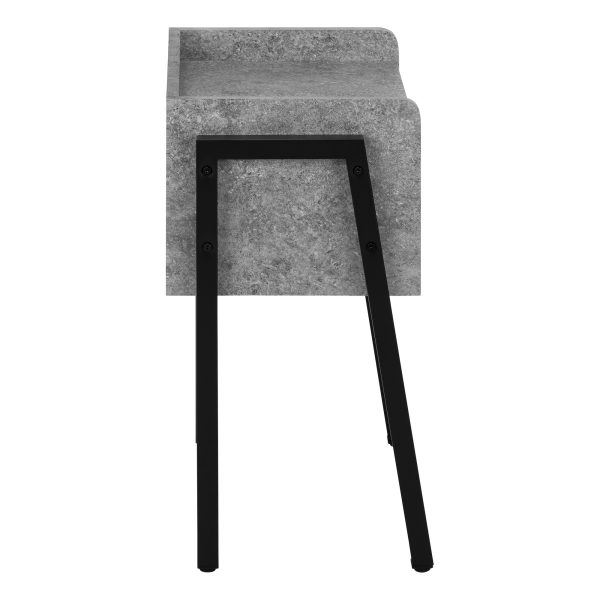 ACCENT TABLE - 23"H / GREY STONE-LOOK / BLACK METAL