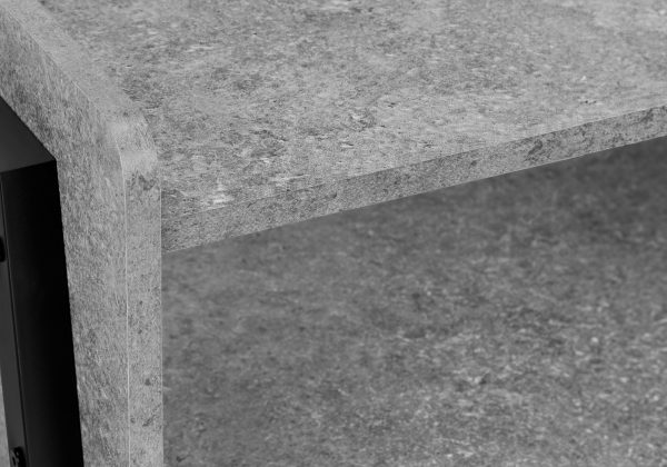 ACCENT TABLE - 23"H / GREY STONE-LOOK / BLACK METAL