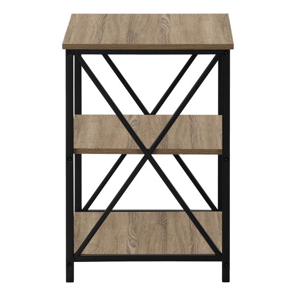 ACCENT TABLE - 26"H / DARK TAUPE / BLACK METAL