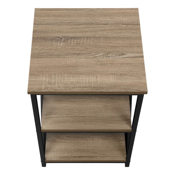ACCENT TABLE - 26"H / DARK TAUPE / BLACK METAL