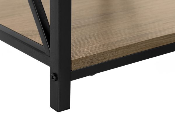 ACCENT TABLE - 26"H / DARK TAUPE / BLACK METAL