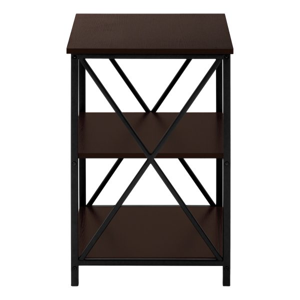 ACCENT TABLE - 26"H / ESPRESSO / BLACK METAL