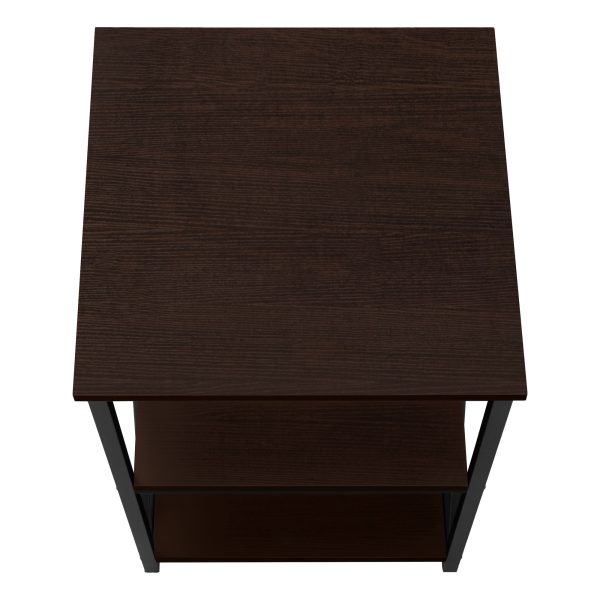 ACCENT TABLE - 26"H / ESPRESSO / BLACK METAL