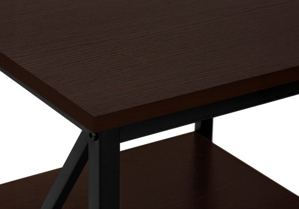 ACCENT TABLE - 26"H / ESPRESSO / BLACK METAL