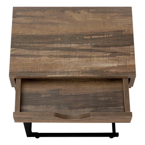 ACCENT TABLE - BROWN RECLAIMED-LOOK / BLACK METAL