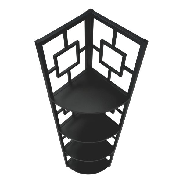 BOOKCASE - 62"H / BLACK / BLACK METAL CORNER ETAGERE