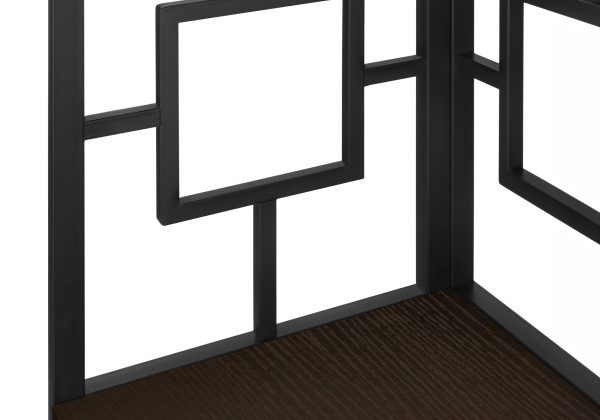 BOOKCASE - 62"H / ESPRESSO / BLACK METAL CORNER ETAGERE