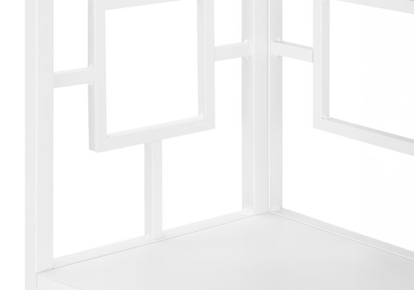 BOOKCASE - 62"H / WHITE / WHITE METAL CORNER ETAGERE