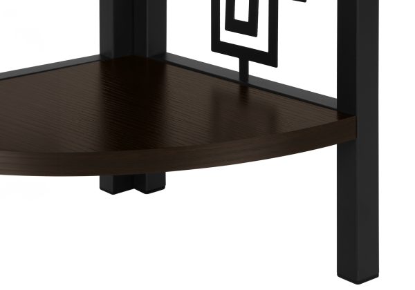 BOOKCASE - 62"H / ESPRESSO / BLACK METAL CORNER ETAGERE