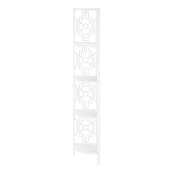 BOOKCASE - 62"H / WHITE / WHITE METAL CORNER ETAGERE
