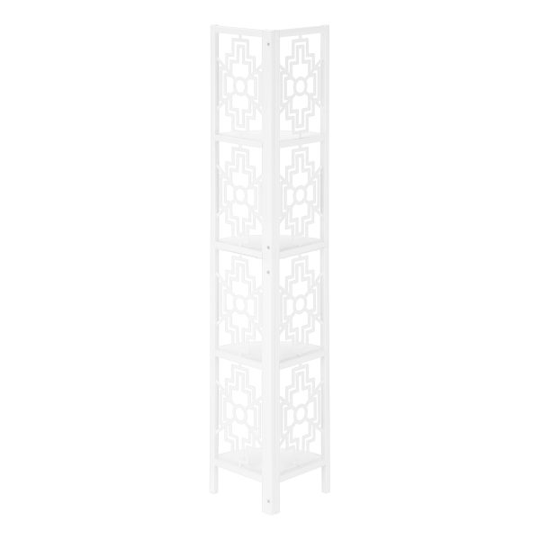 BOOKCASE - 62"H / WHITE / WHITE METAL CORNER ETAGERE