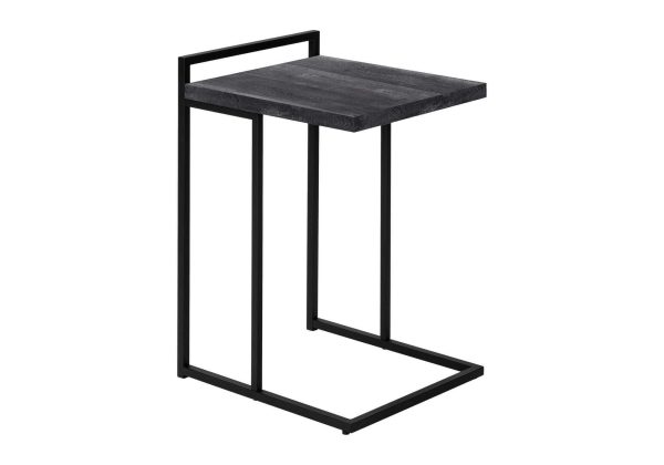 ACCENT TABLE - 25"H / BLACK RECLAIMED WOOD / BLACK METAL
