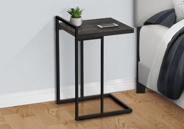 ACCENT TABLE - 25"H / BLACK RECLAIMED WOOD / BLACK METAL