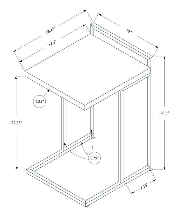 ACCENT TABLE - 25"H / ESPRESSO / BLACK METAL