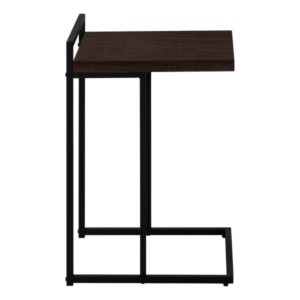 ACCENT TABLE - 25"H / ESPRESSO / BLACK METAL