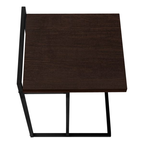 ACCENT TABLE - 25"H / ESPRESSO / BLACK METAL