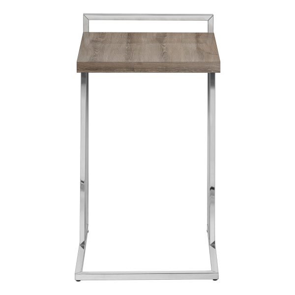 ACCENT TABLE - 25"H / DARK TAUPE / CHROME METAL