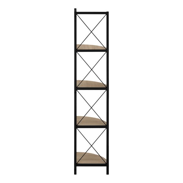 BOOKCASE - 60"H / DARK TAUPE / BLACK METAL CORNER ETAGERE