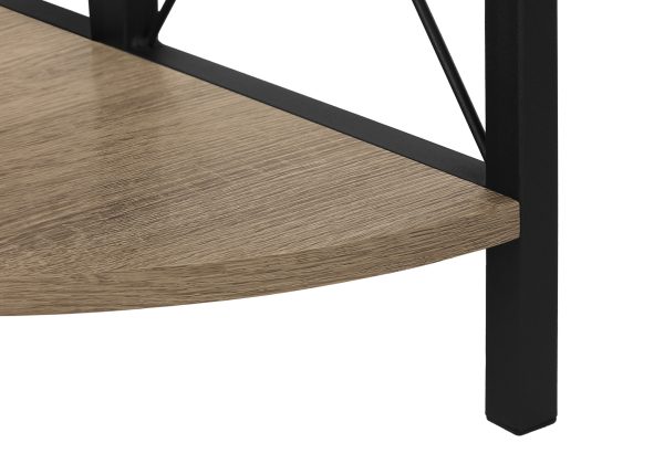 BOOKCASE - 60"H / DARK TAUPE / BLACK METAL CORNER ETAGERE
