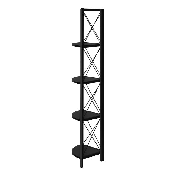 BOOKCASE - 60"H / BLACK / BLACK METAL CORNER ETAGERE