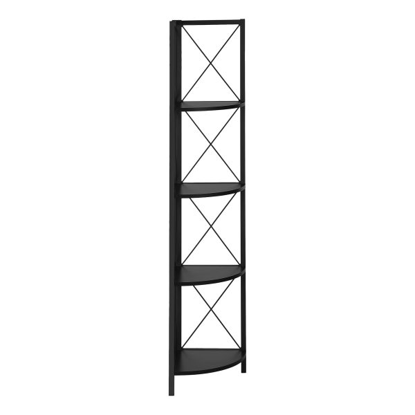 BOOKCASE - 60"H / BLACK / BLACK METAL CORNER ETAGERE