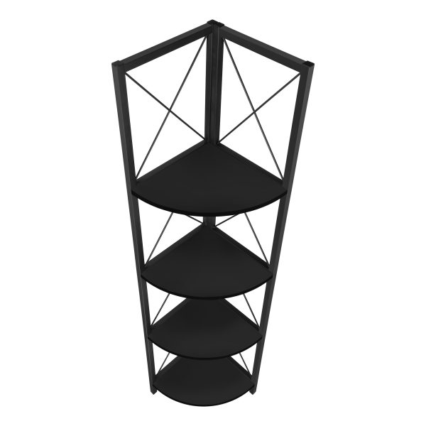 BOOKCASE - 60"H / BLACK / BLACK METAL CORNER ETAGERE