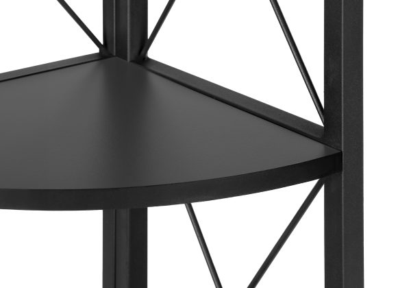BOOKCASE - 60"H / BLACK / BLACK METAL CORNER ETAGERE