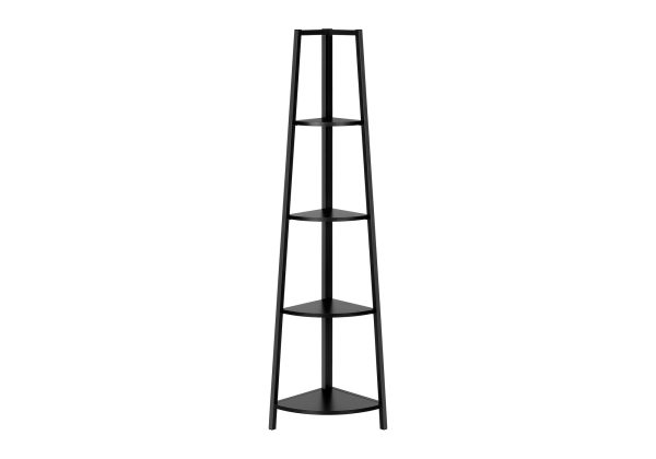 BOOKCASE - 60"H / BLACK / BLACK METAL CORNER ETAGERE