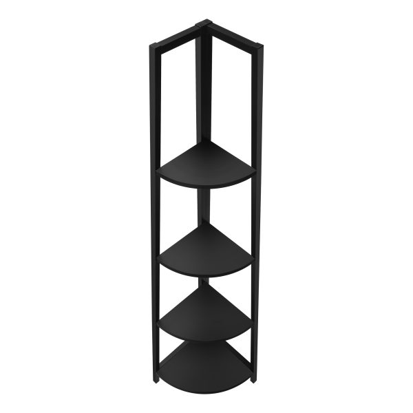 BOOKCASE - 60"H / BLACK / BLACK METAL CORNER ETAGERE