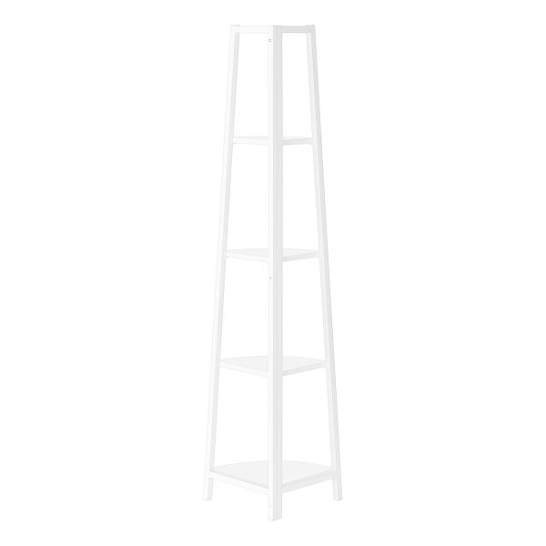 BOOKCASE - 60"H / WHITE / WHITE METAL CORNER ETAGERE