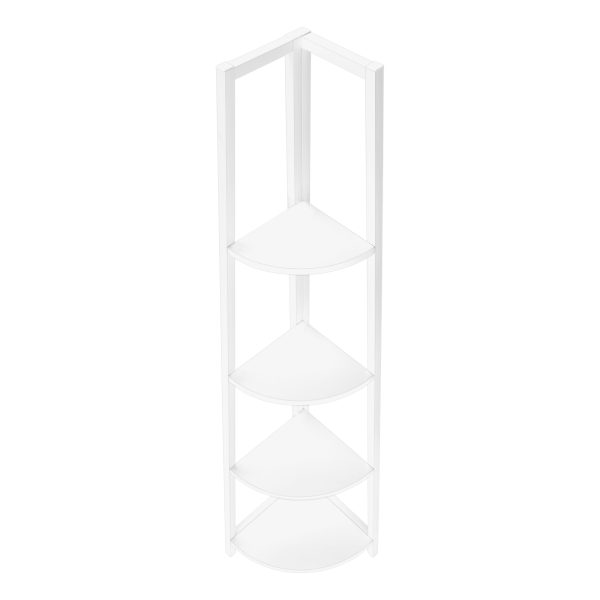 BOOKCASE - 60"H / WHITE / WHITE METAL CORNER ETAGERE